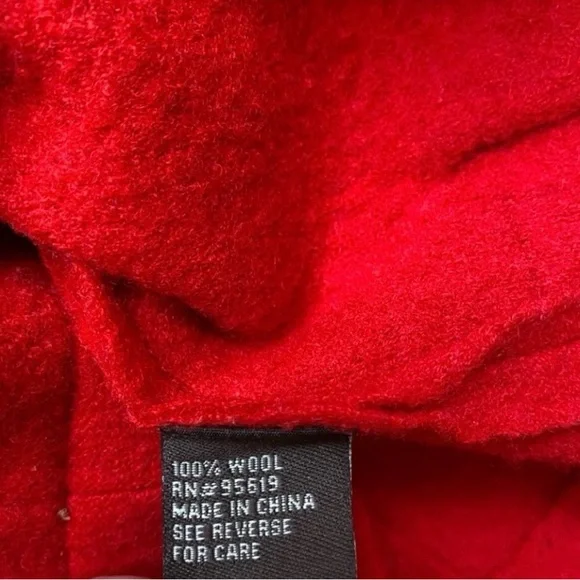 Fever Red Ruffle Collar Button Front 100% Wool Cardigan Sweater Size Small Retro - Picture 12 of 16